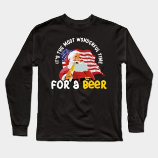 It's the Most Wonderful Time For a Beer - Christmas Santa Claus Long Sleeve T-Shirt